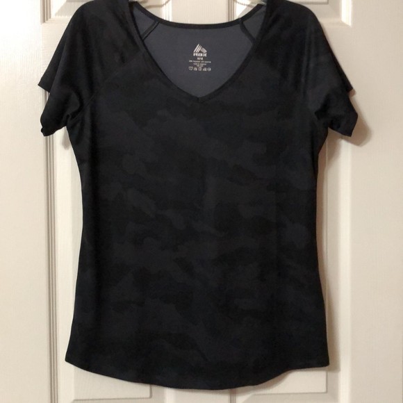 RBX V-Neck Dri-Fit Workout Exercise Top Black Camo - Picture 1 of 5